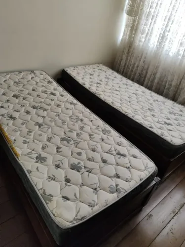 Conjunto  2 camas box solteiro com gavetas e colhão
