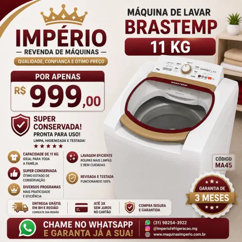 MA45 - Brastemp 11kg Super Conservada - 3 Meses de Garantia