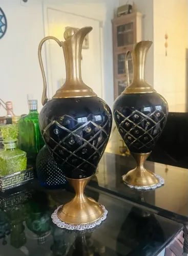 Raridade belíssima vaso anfora em cristal lapidado peça belíssima com 41 cm
