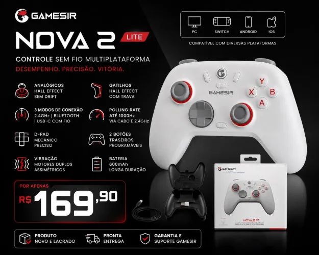 GameSir Nova 2 Lite Branco | Novo | R$ 169,90