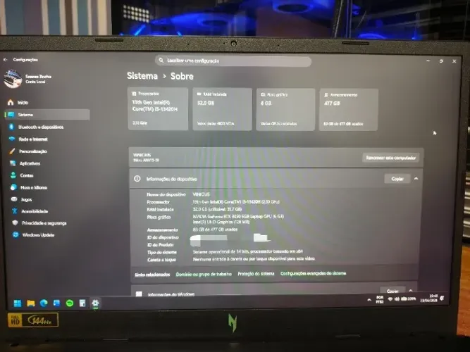 Notebook Acer Nitro V15 ? i5-13420H · RTX 3050 · 32 GB DDR5