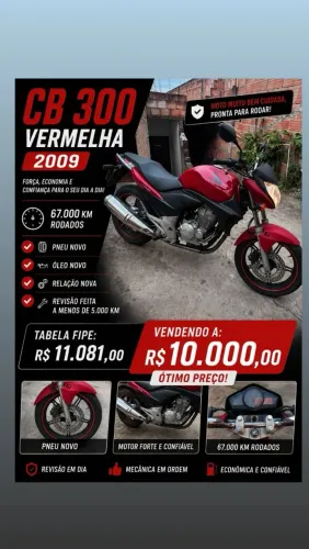 CB 300 Vermelha 2009