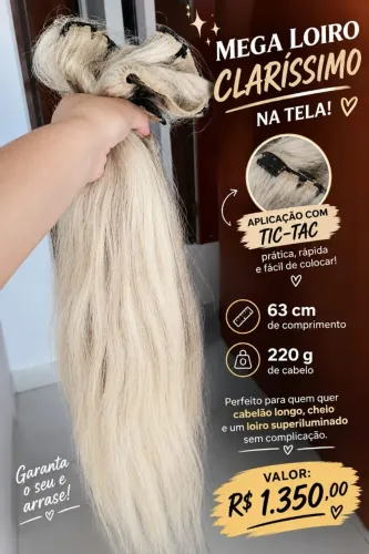 Mega hair na tela tic tac loiro clarissimo