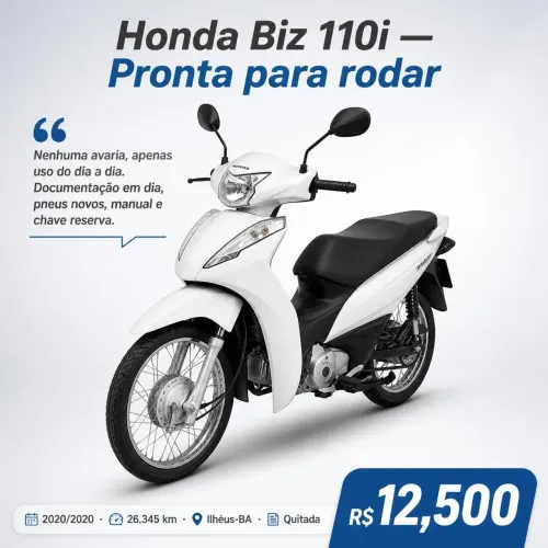 Honda Biz 110i 2020 ? Impecável, Revisada e com Pneus Novos! [Ilhéus-BA]