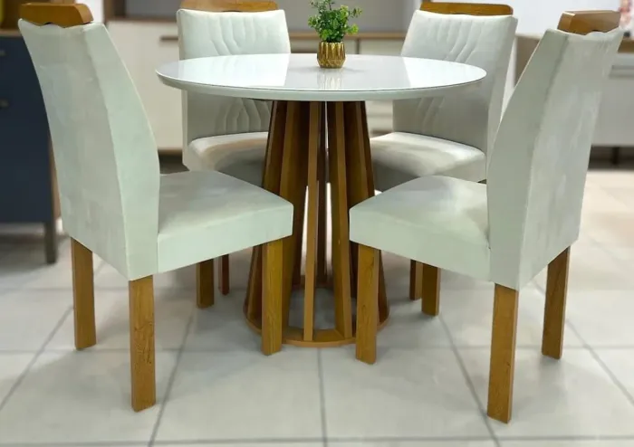 Mesa de Jantar Redonda 4 Cadeiras 100x100 Cel Berlim - Nova e Embalada!!