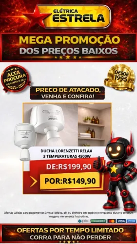 Ducha Lorenzetti Relax 3 Temperaturas 4500W - Promoção Especial Elétrica Estrela