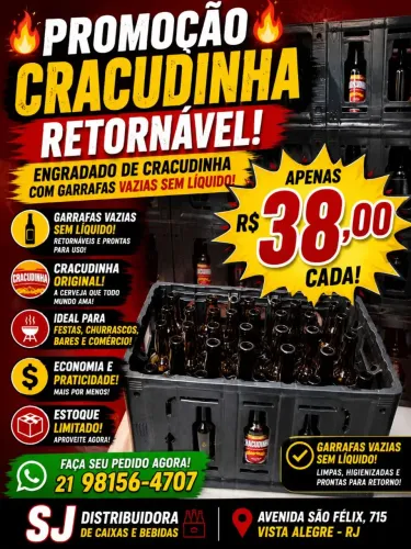 Engradado de cracudinha com as garrafas vazias modelo novo 23 garrafas 