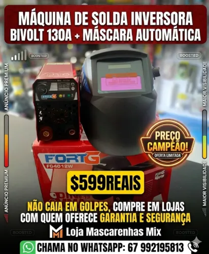 Maquina de Solda Inversora Bivolt 130A + Máscara Automática COD: 014