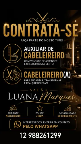 Contrata-se auxiliar de cabeleireira e cabeleireiro(a) 
