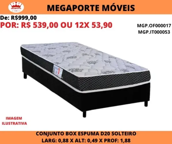 CAMA BOX SOLTEIRO ESPUMA D20
