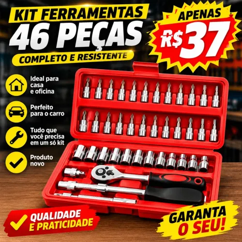 KIT DE FERRAMENTAS 46 PEÇAS - NOVO APENAS R$ 37,00