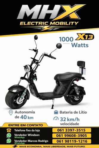 Scooter elétrica (moto elétrica) 1000w bateira de lítio