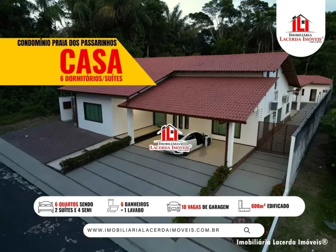 Casa Térrea no Praia dos Passarinhos 6 Qts (4 Semi + 2 Suítes) toda Climatizada e Parcial