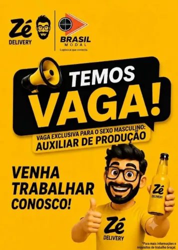Vaga noturna para homens, Auxiliar de Produção no Zé Parque das Nações Santo André