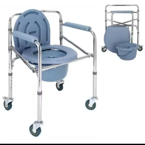 Cadeira de banho dobrável  com coletor e rodas higienicas