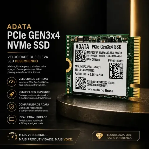 flash Nvme M.2 2230 256gb Pcie 3.0 X4 Adata Im2p33f saúde 98%