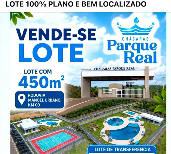 Transferência de Lote 451m² no Chácaras Parque Real - Entrada R$ 27mil + Parcelas Baixas