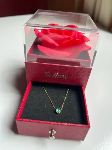 Colar + Caixa com flor Kit Presente Dia dos Namorados
