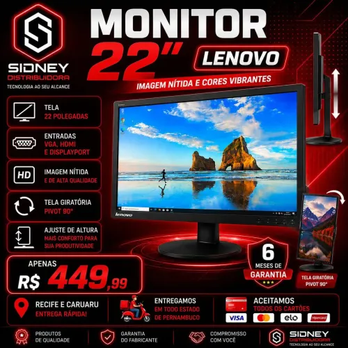 Monitor Lenovo 22 polegadas - GARANTIA