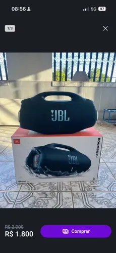 JBL Bombox 4 azul com caixa e nota fiscal