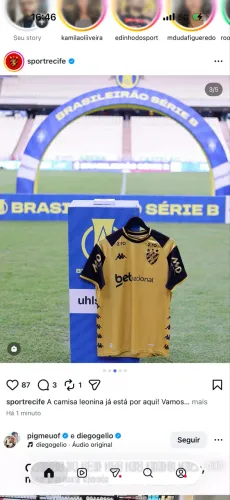 Camisa Sport de Jogo dourada