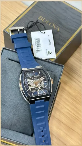 Relógio Bulova Automático Skeleton Azul - Caixa e Etiqueta
