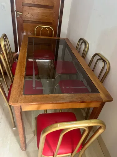 MESA JANTAR EM MADEIRA MACIÇA + 6 CADEIRAS FAÇO ENTREGA