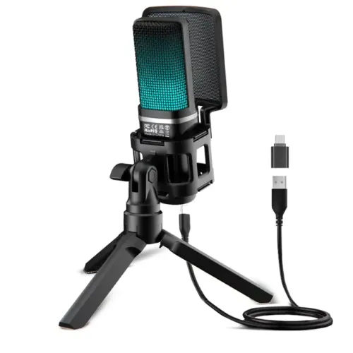 Microfone Gamer RGB Zealsound A68 - PRETO