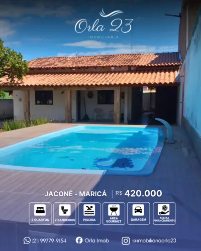 JACONÉ, ORLA 23 IMOBILIÁRIA VENDE! Excelente casa c/ piscina aprox. 10 minutos da praia