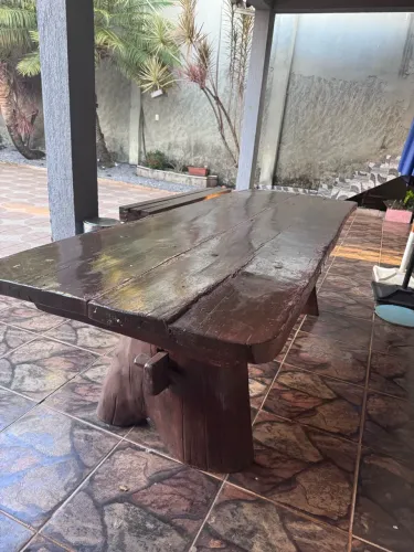 Mesa Rústica Madeira Maciça Pé de Tronco - Área Externa / Churrasqueira