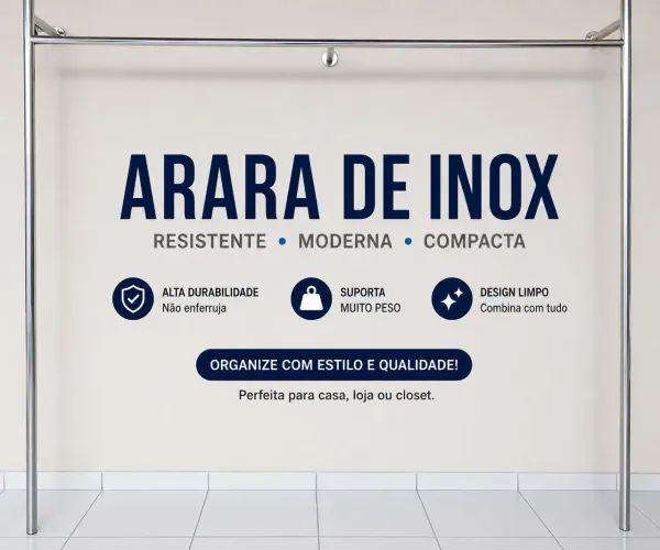 ARARA EM INOX PARA LOJA OU CLOSET
