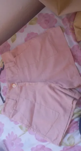 Short rosa de linho