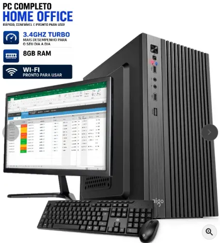 PC completo i5 SSD 128GB 8GB monitor 19 novo com garantia e brindes!