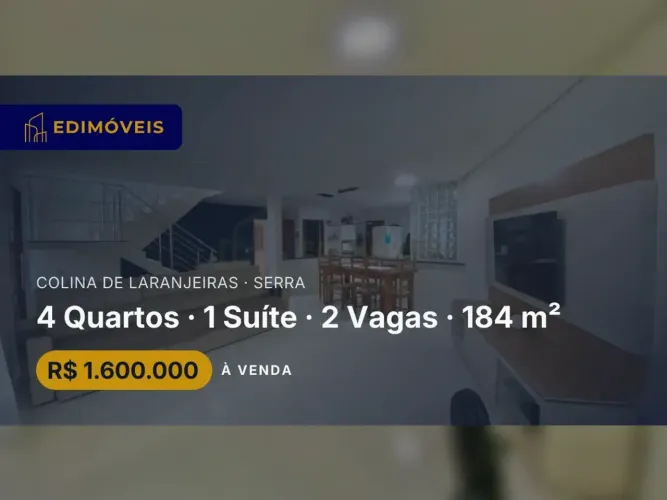 Colina de Laranjeiras| Casa 4 quartos, suíte com closet e varanda