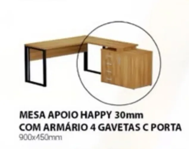 Mesa em L com armário acoplado