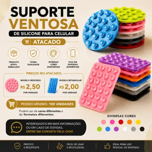 SUPORTE VENTOSA DE SILICONE PARA CELULAR - PRODUTO NOVO - ATACADO