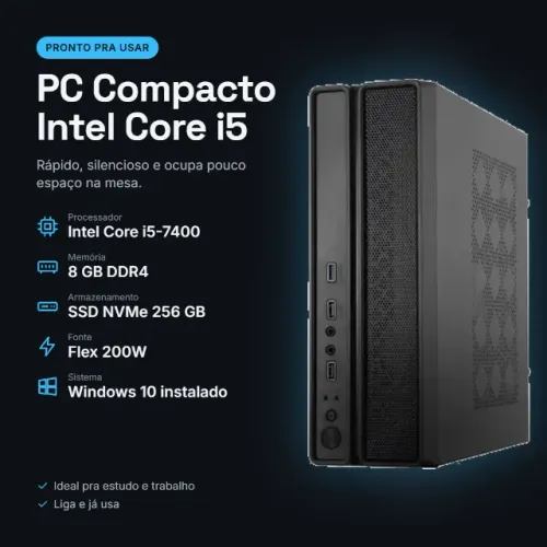 PC Compacto Intel Core i5 7ª Geração 8GB SSD NVMe 256GB Windows 10