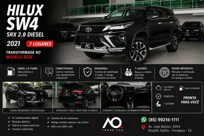 Toyota Hilux SW4 SRX 4X4 2.8 TDI 16V Dies. Aut. 2021