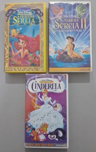 VHS Disney A Pequena Sereia 1 e 2 e Cinderela