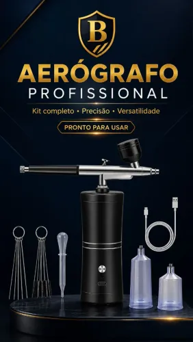 Aerógrafo Recarregável com Mini Compressor Sem Fio - Portátil