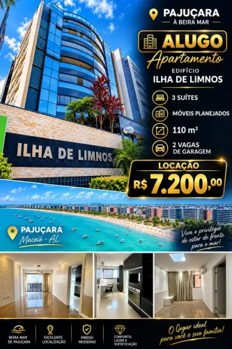 Alugo Excelente Apto a beira mar de Pajuçara com 3 suítes sendo 110 m²