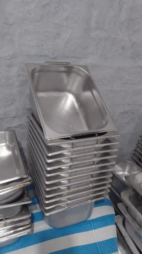 Lote Completo de Cubas de Inox Gastronômicas GN (~66 peças) - Restaurante / Buffet