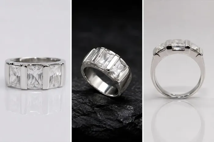 Anel masculino luxo com pedras swarovski