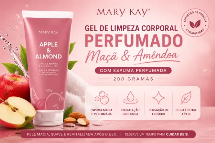 Gel de limpeza corporal perfumado Mary Kay® de maçã & amêndoa (200 gramas) c/ espuma