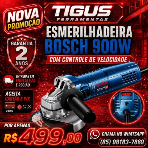 ESMERILHADEIRA BOSCH 900W COM CONTROLE DE VELOCIDADE NOVA <br>GARANTIA DE 2 ANOS <br>R$ 499,00