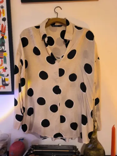 camisa feminina ak casual bolinhas p