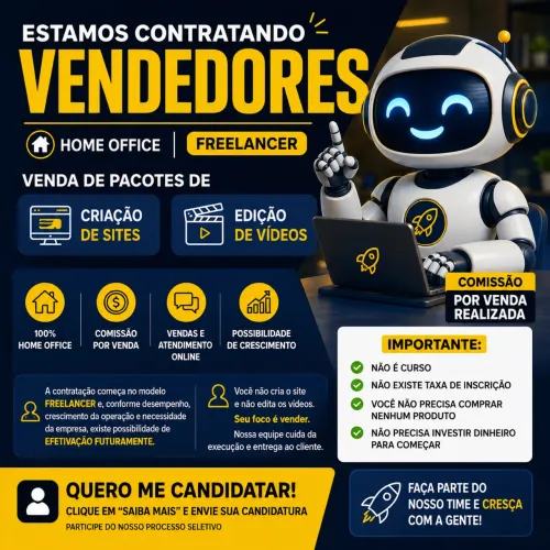 VAGA PARA VENDEDOR(A) FREELANCER ? HOME OFFICE