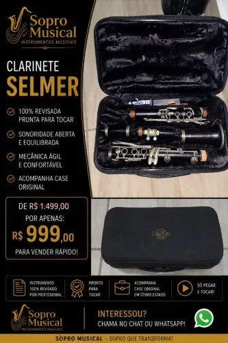 Clarinete Selmer em madeira