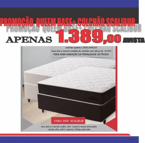 CAMA COMPLETA QUEEM SCALIBUR PROMOÇÃO