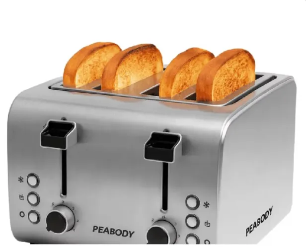 Torradeira Elétrica Inox Tosta Pão 4 Fatias 7 Níveis Com Bandeja Coletora
